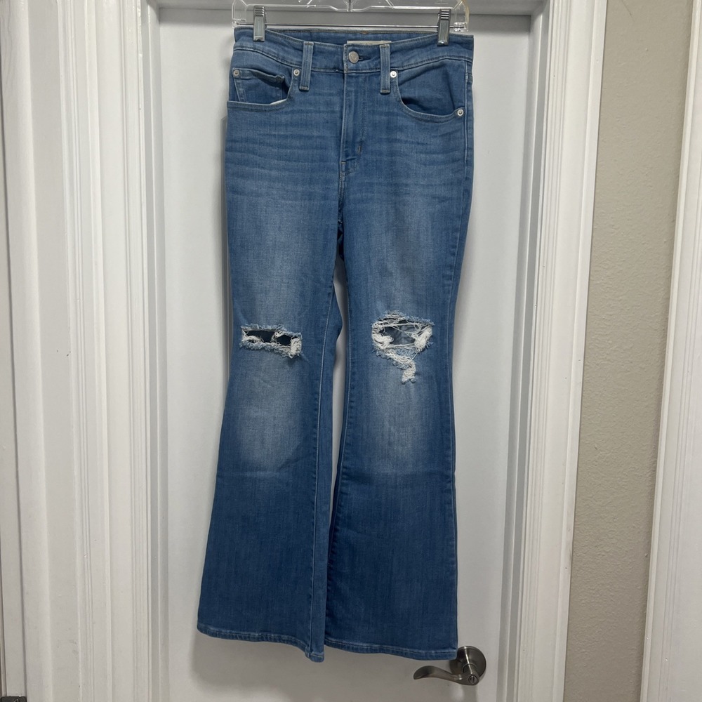 Levi's Jeans 726 Flare Blue‎ Distressed Women's Size 27x29